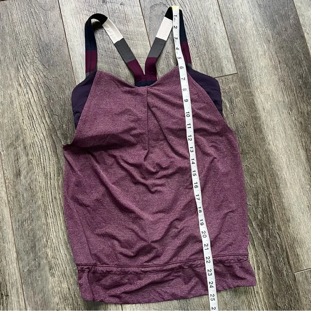 Lululemon Rest Less Tank Heathered Plum Hyper Stripe Plum Pow Stripe Angel Wing